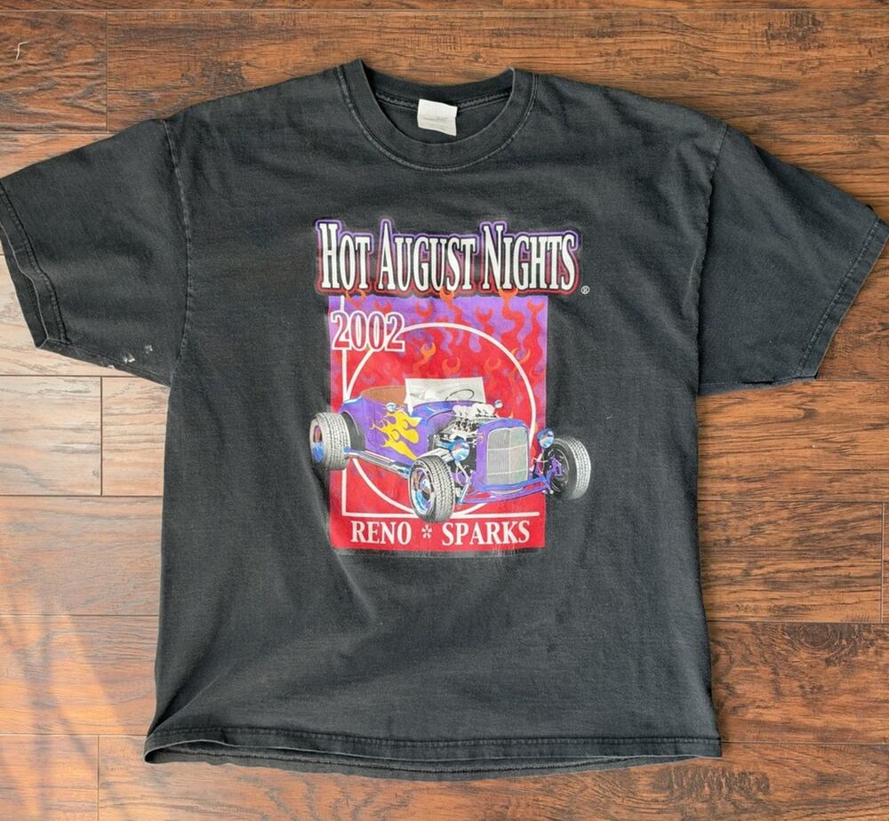 Vintage 2002 Hot August Nights Reno Sparks Hot Rod Car Show T-Shirt Black XL
